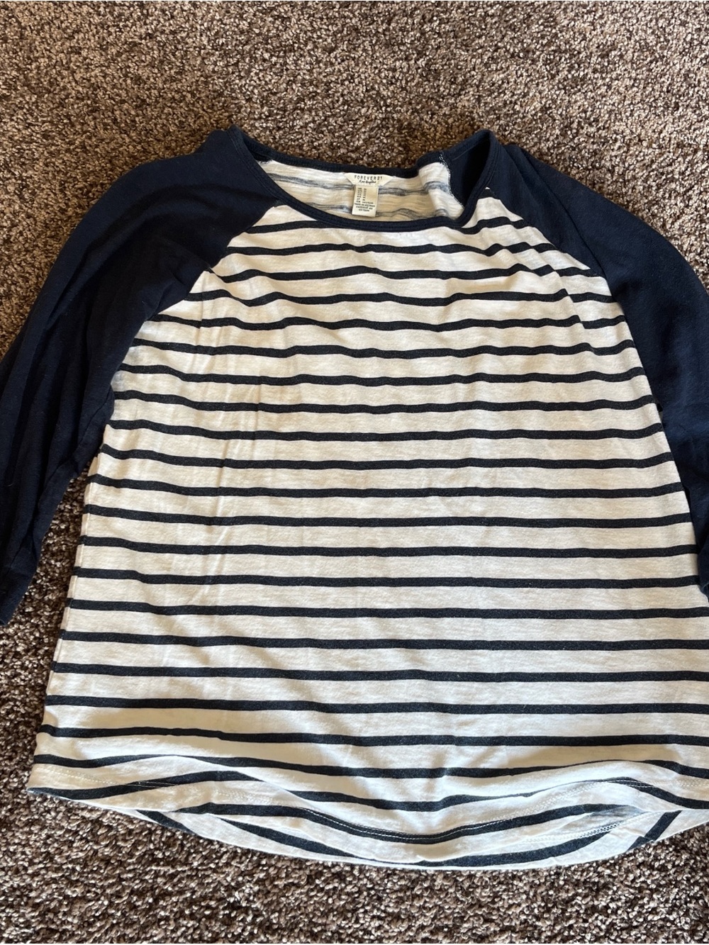 Forever 21 Navy & White Striped Top